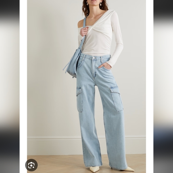 Agolde Minka Light Blue Wide Leg Cargo Jeans Size 27 - Picture 2 of 15